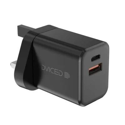 Dviced Wall charger, cable 35W GaN 1 USB-A 1 USB-C UK black